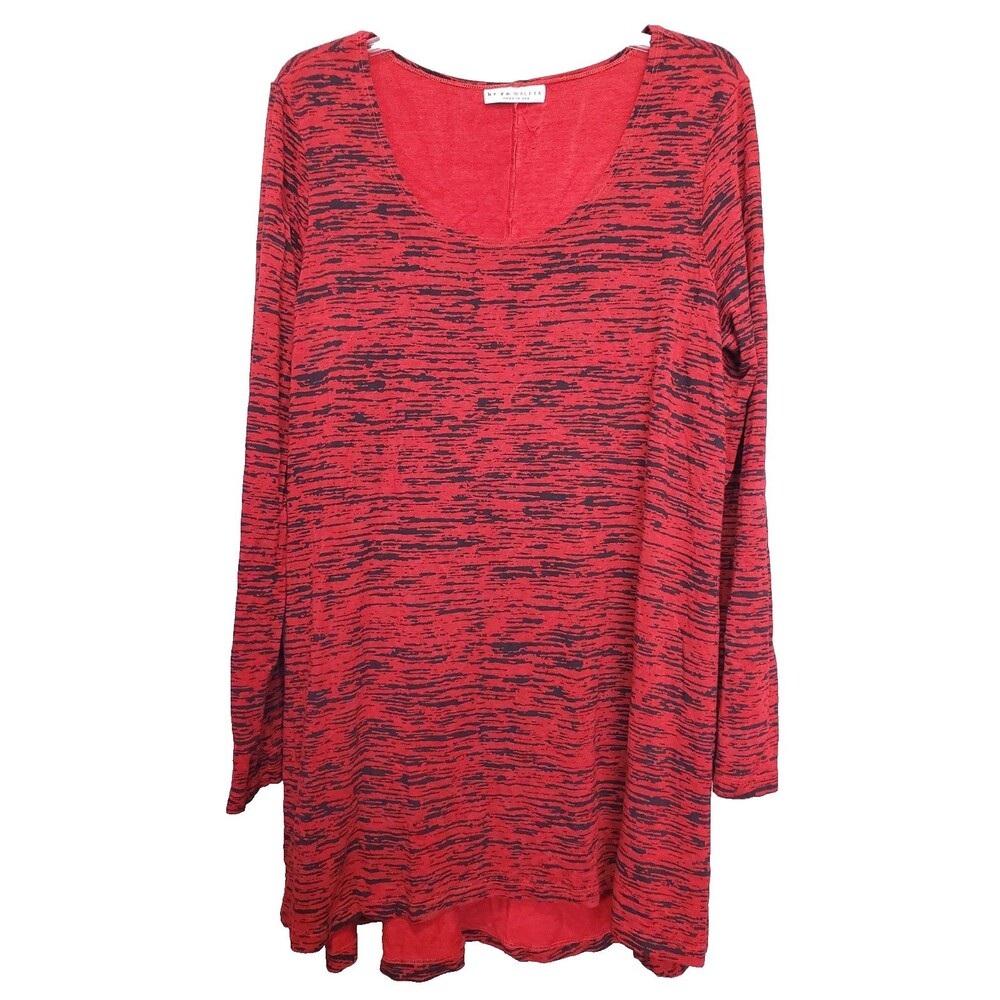 Bryn Walker Jersey Knit Scoop Neck Abstract Stripes Long Sleeve Tunic Size XL